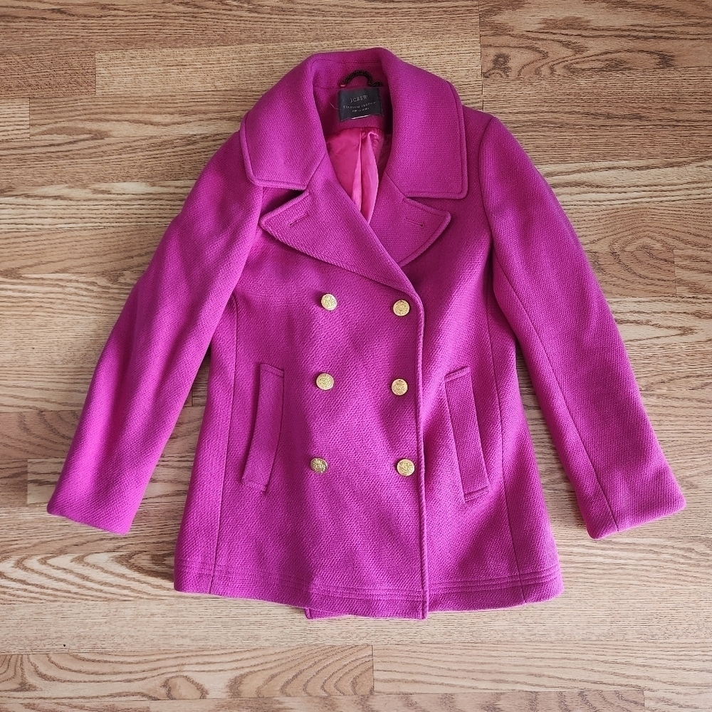 EUC J. Crew Stadium Cloth By Nello Gori Pink Peacoat, Size S